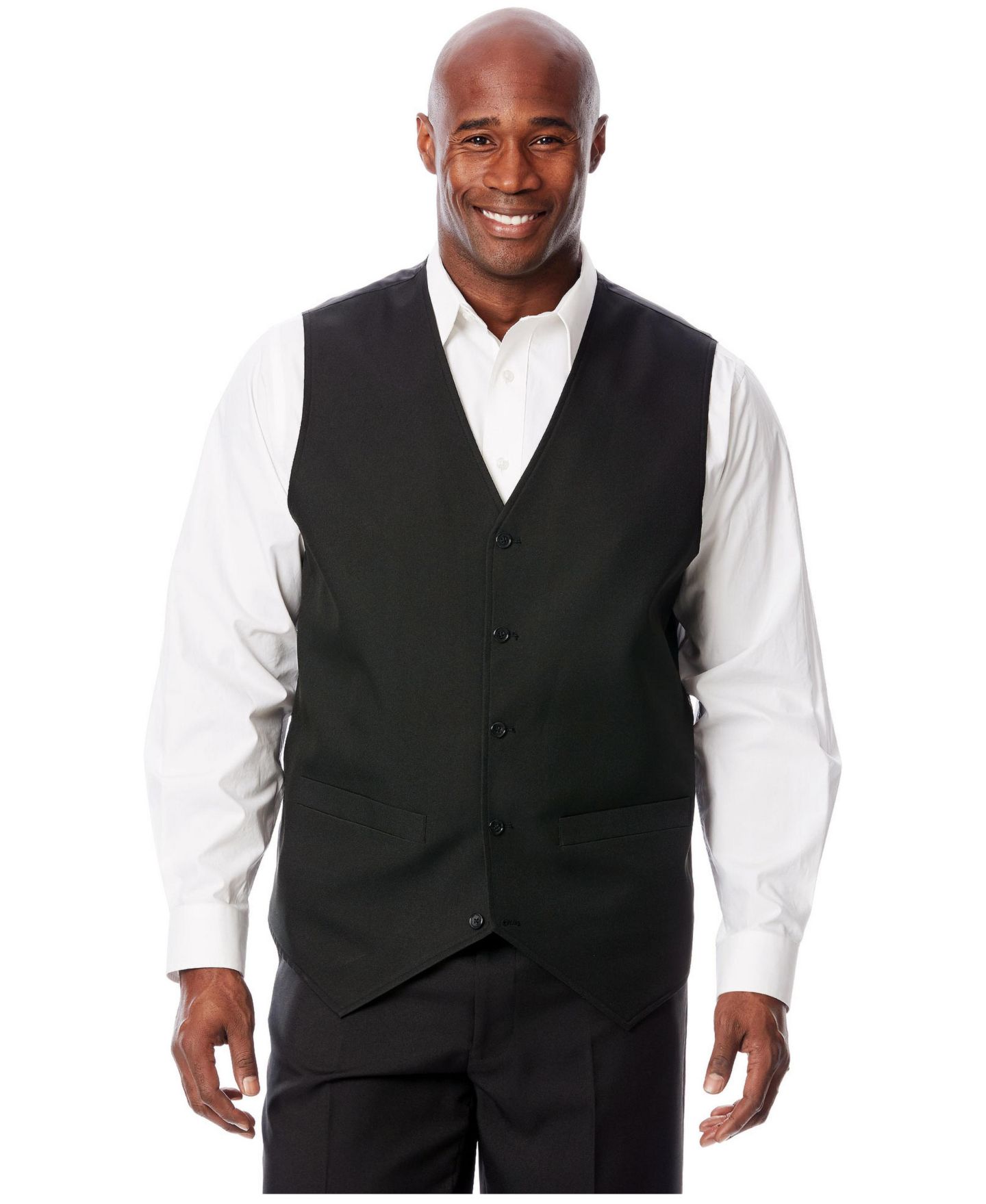 Мужской жилет KingSize KS Signature Collection Easy Movement 5-Button Suit Vest, цвет: Чёрный — фото 2