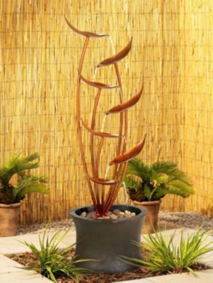 Ashton Tiered Copper Leaves 41" High Large Modern Indoor Outdoor Decor Resin Floor Fountain Outside Garden Patio