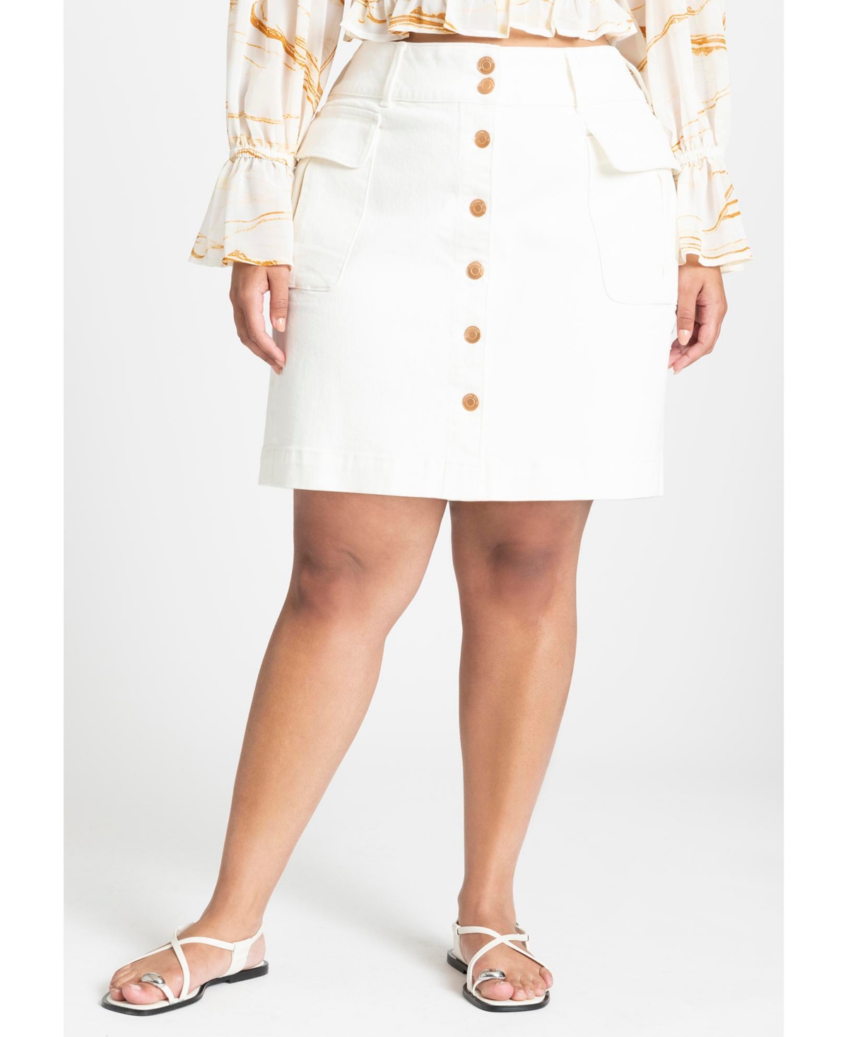 Eloquii Plus Size Cargo Mini Denim Skirt