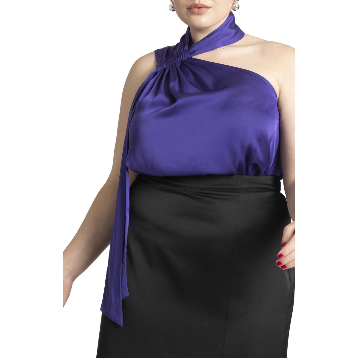 Eloquii Plus Size Draped Neckline Blouse With Ties