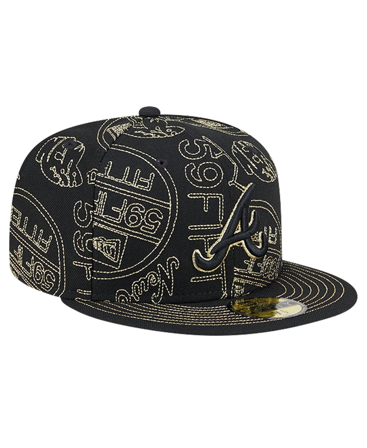 New Era Men's Black Atlanta Braves 59fifty Day Allover Fitted Hat In Black