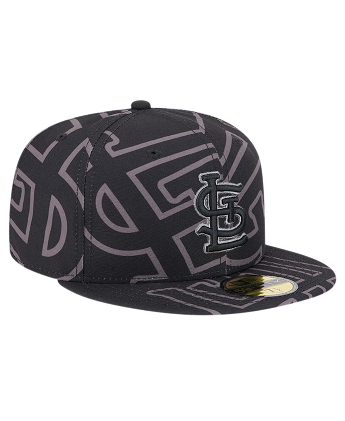 New Era Men'sSt. Louis Cardinals Logo Fracture 59FIFTY Fitted Hat - Black, Graphite