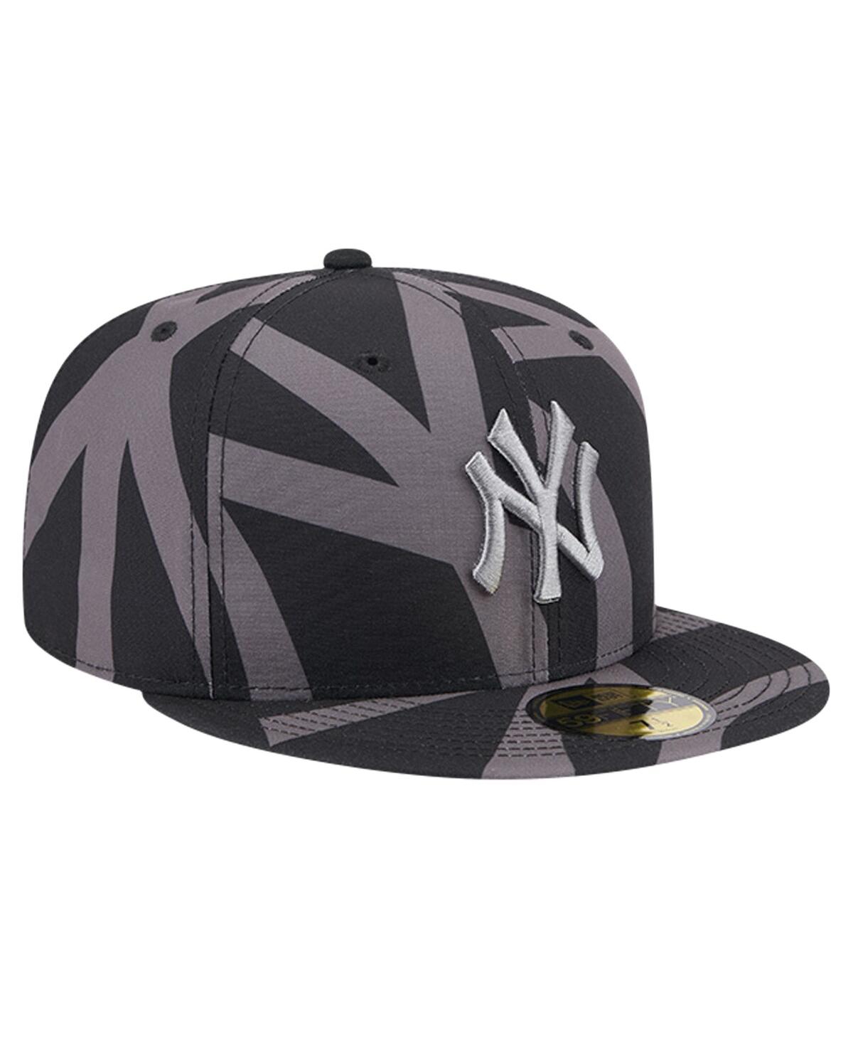 New Era Men'sNew York Yankees Logo Fracture 59FIFTY Fitted Hat - Black, Graphite