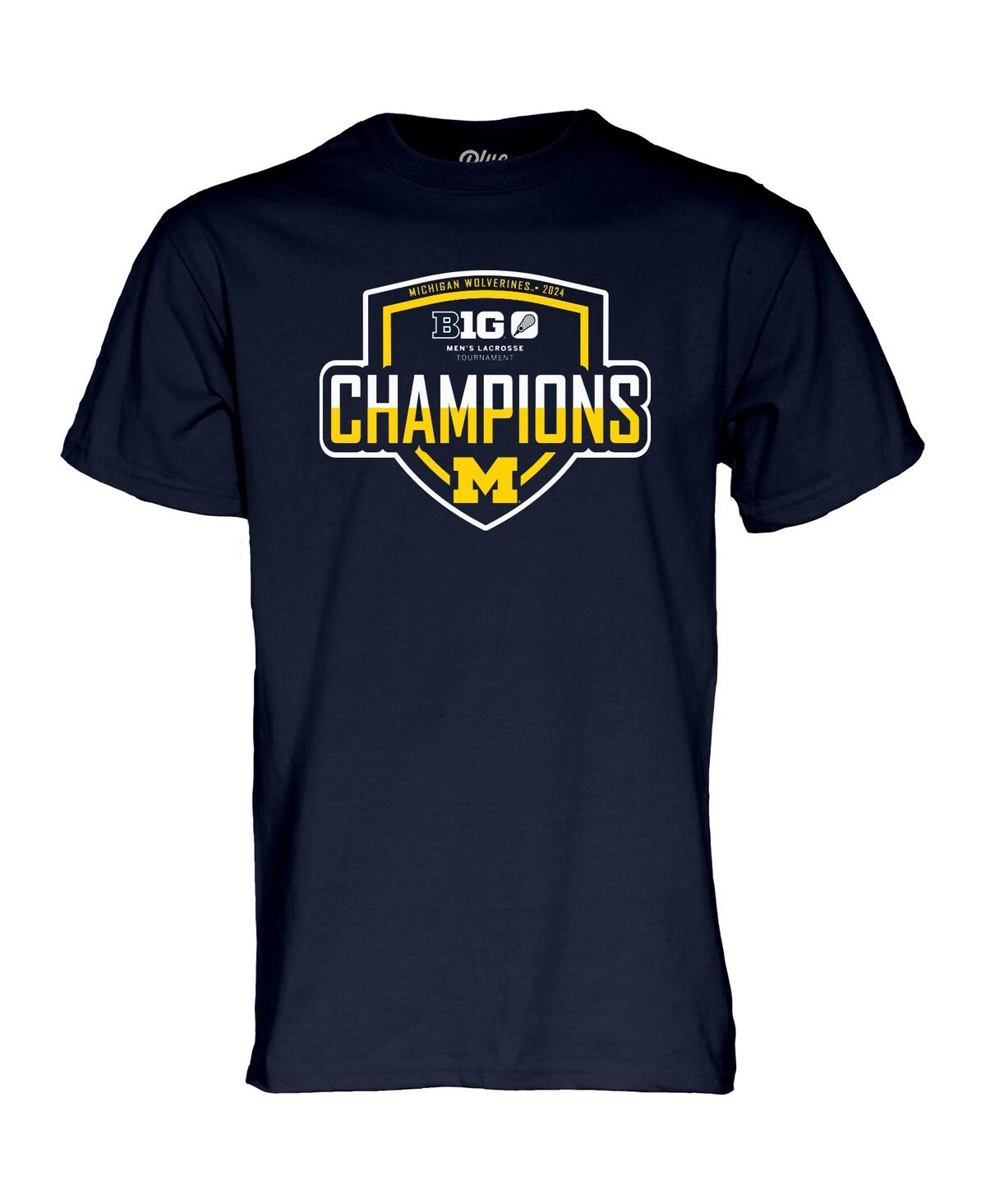 Blue 84 Men's and Women'sMichigan Wolverines 2024 Big Ten Men's Lacrosse Tournament Champions T-Shirt - Navy