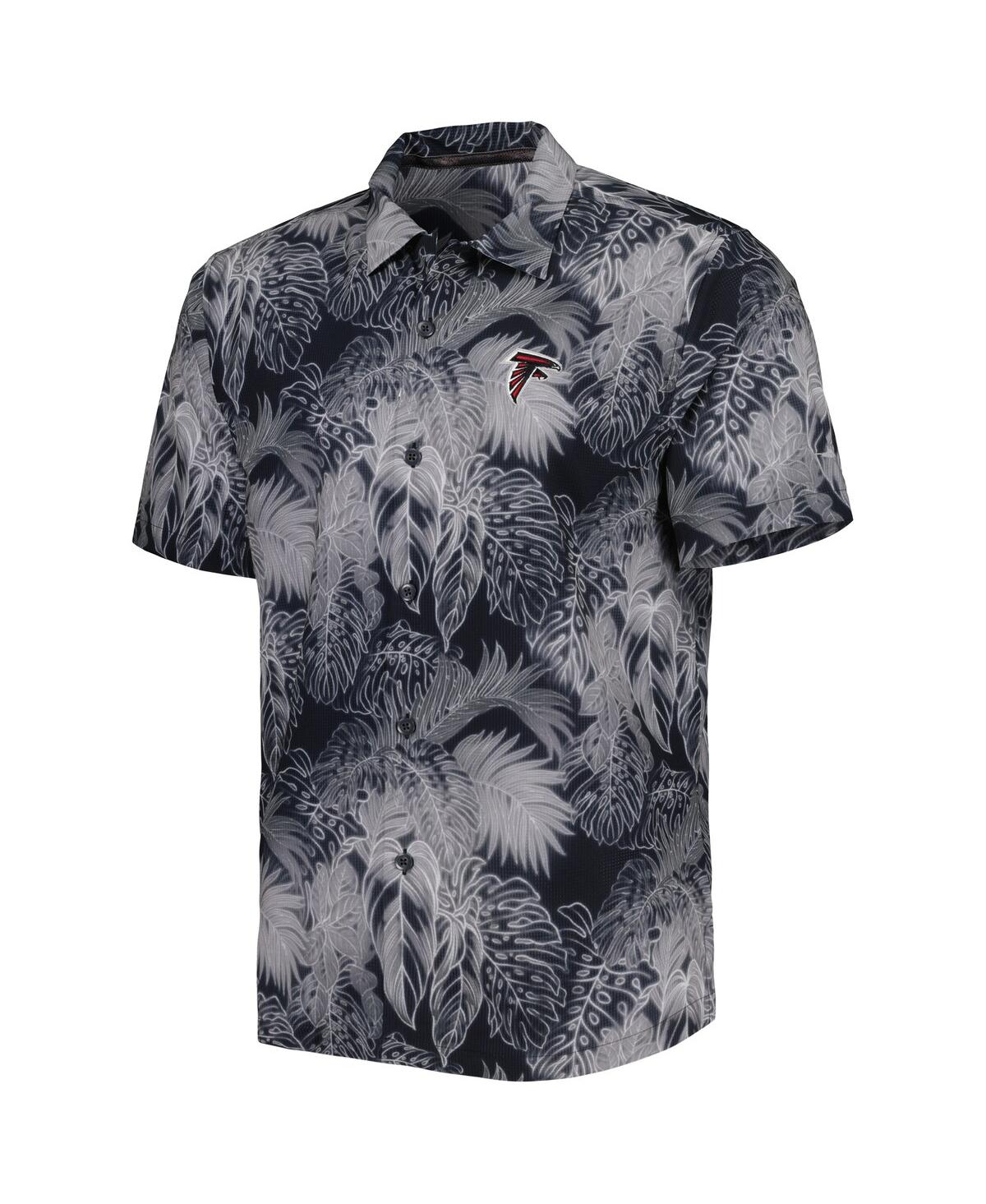Tommy Bahama Men's Black Atlanta Falcons Coast Luminescent Fronds Camp Islandzone Button-up Shirt In Black