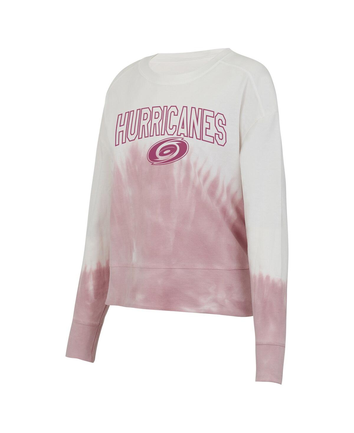 Shop Concepts Sport Women's Pink/white Carolina Hurricanes Orchard Tie-dye Long Sleeve T-shirt In Pink,white