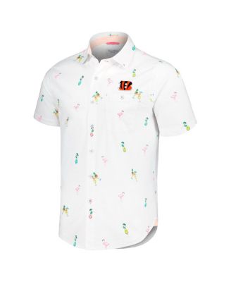 Men's White Cincinnati Bengals Nova Wave Flocktail Button-Up Shirt