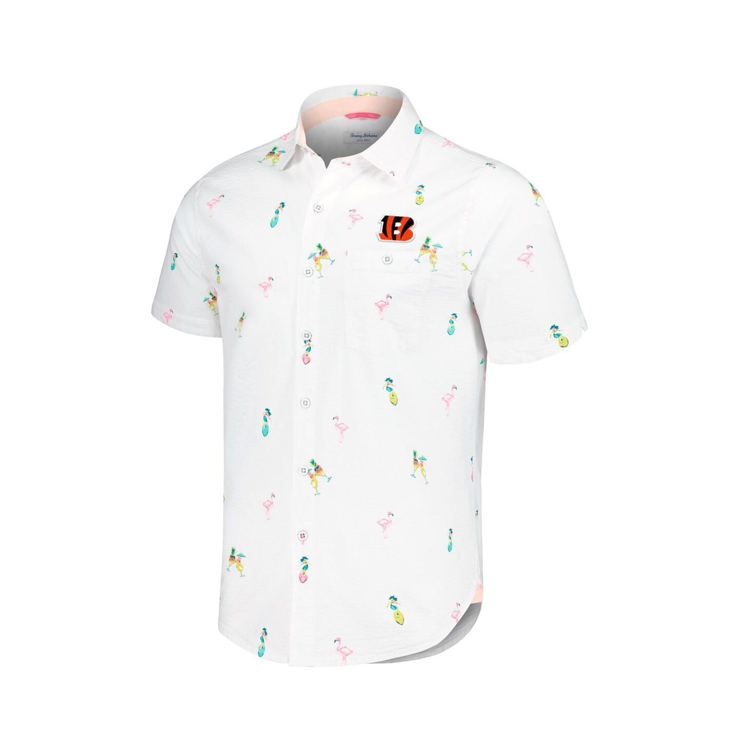 Мужская рубашка Tommy Bahama White Cincinnati Bengals Nova Wave Flocktail Button-Up — фото 3