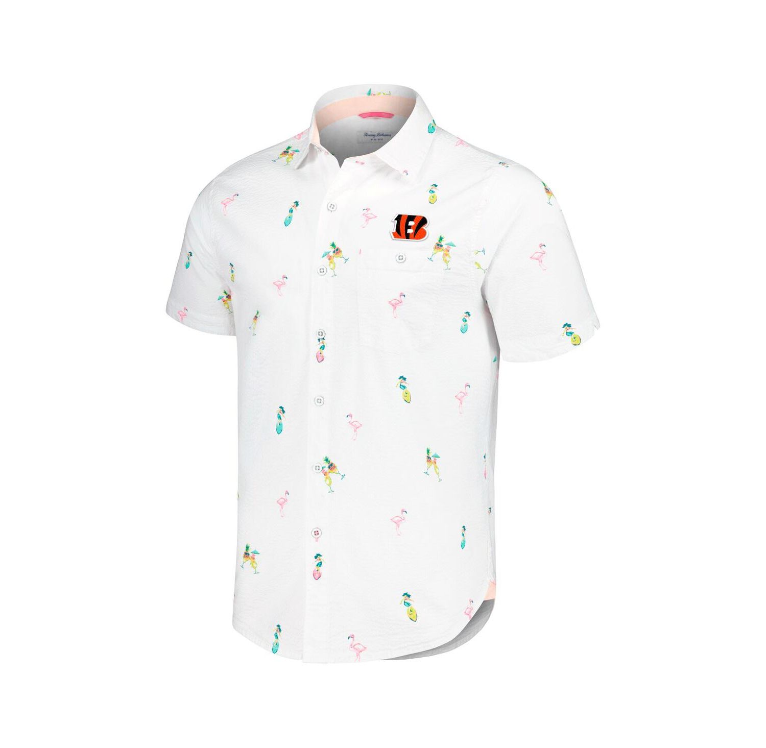 Men's White Cincinnati Bengals Nova Wave Flocktail Button-Up Shirt