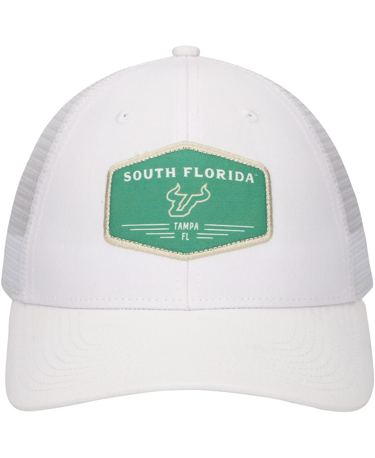 Ahead Men's White South Florida Bulls Brant Trucker Adjustable Hat In White,forest Green