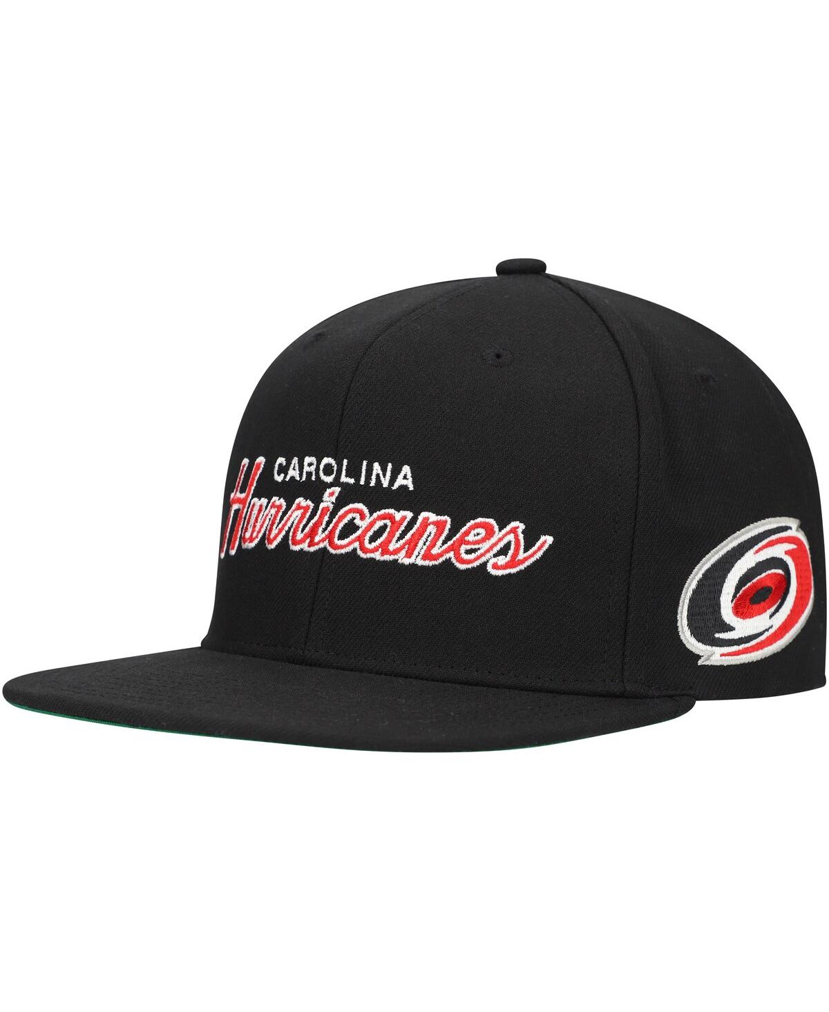 Mitchell Ness Men's Black Carolina Hurricanes Core Team Script 2.0 Snapback Hat - Black