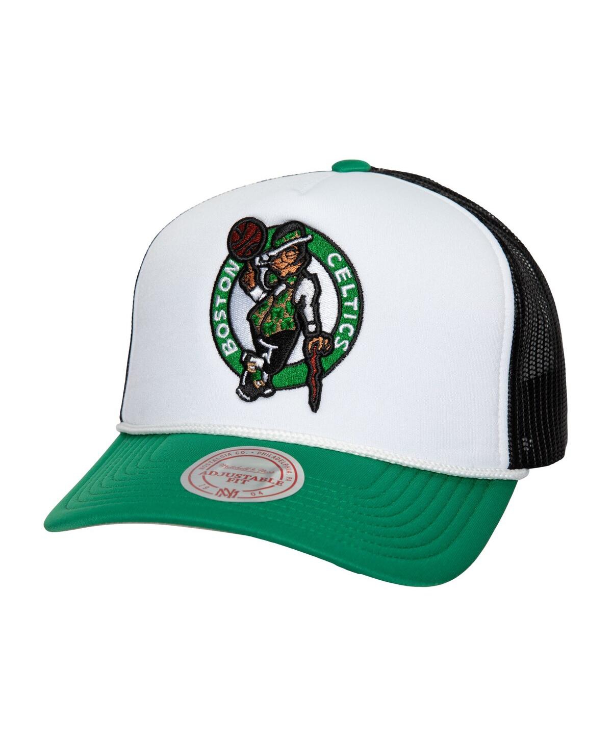 Mitchell & Ness Mitchell Ness Men's White Boston Celtics Hardwood Classics Blocker Foam Front Trucker Snapback Hat