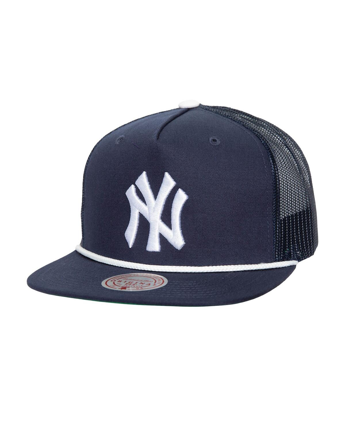 Mitchell Ness Men's Navy New York Yankees Rope Trucker Snapback Hat - Navy
