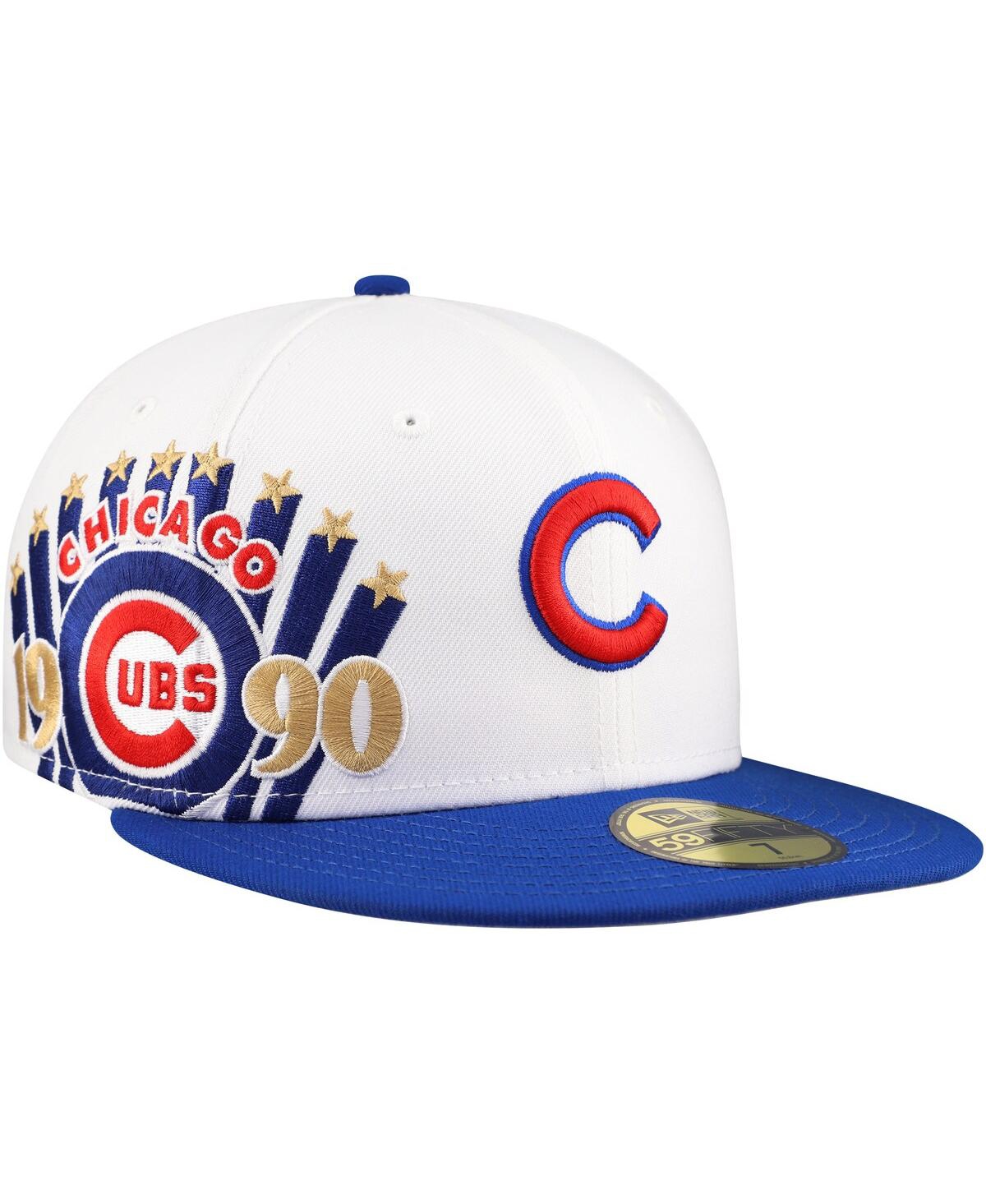 Men's White/Royal Chicago Cubs Major Sidepatch 59FIFTY Fitted Hat - White, Royal