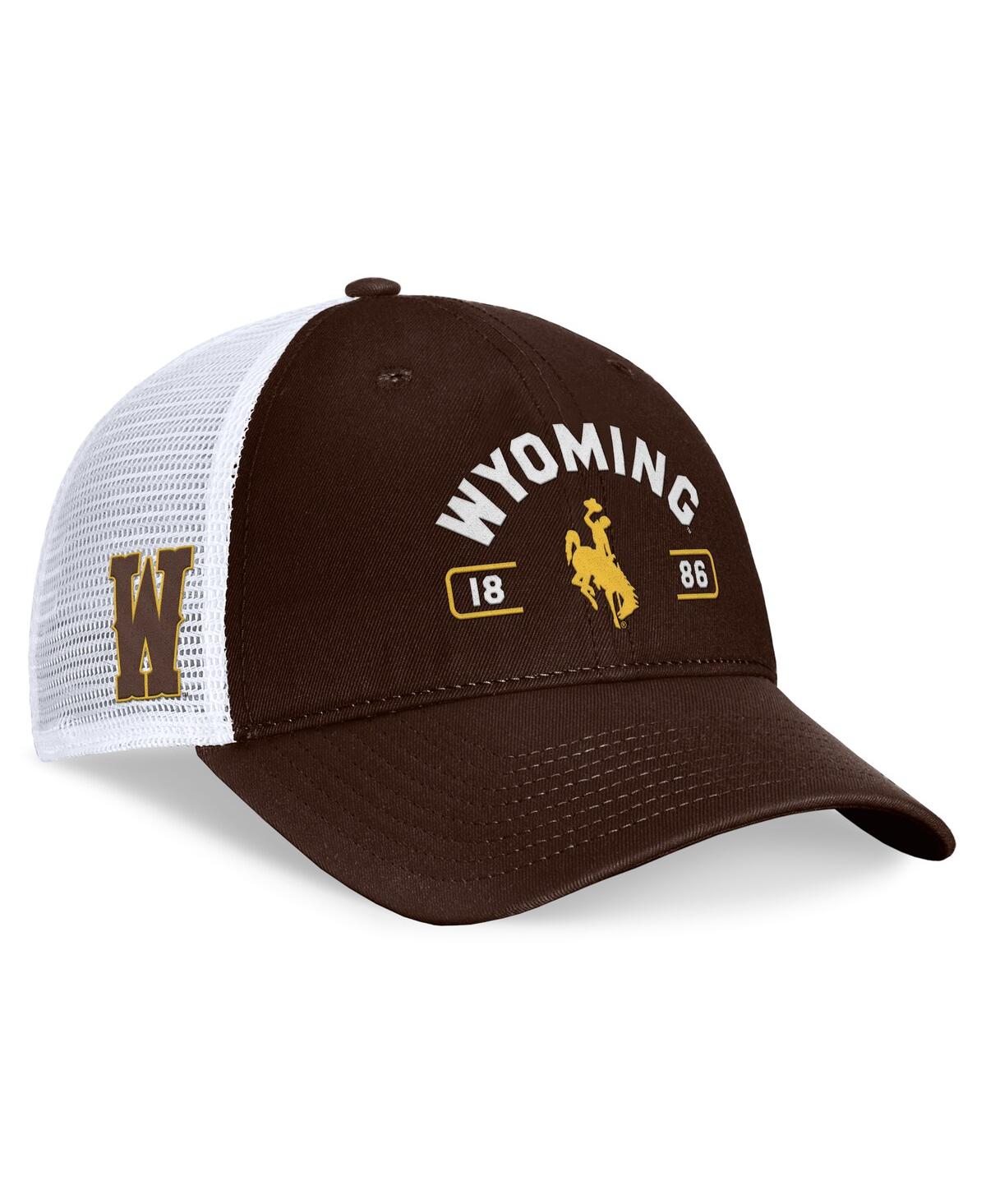 Top Of The World Men's Brown/white Wyoming Cowboys Free Kick Trucker Adjustable Hat