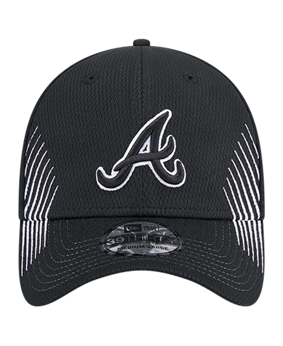 New Era Men'sAtlanta Braves Active Dash Mark 39THIRTY Flex Hat - Black