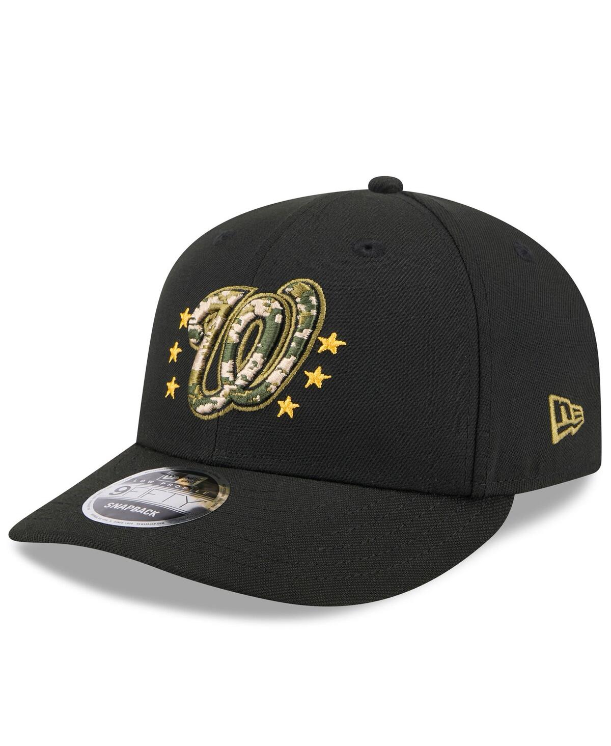New Era Men's Black Washington Nationals 2024 Armed Forces Day Low Profile 9fifty Snapback Hat In Black