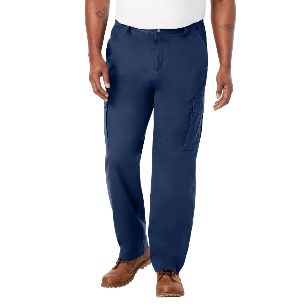 Big & Tall by KingSize Renegade Side-Elastic Waist Cargo Pants - Olive