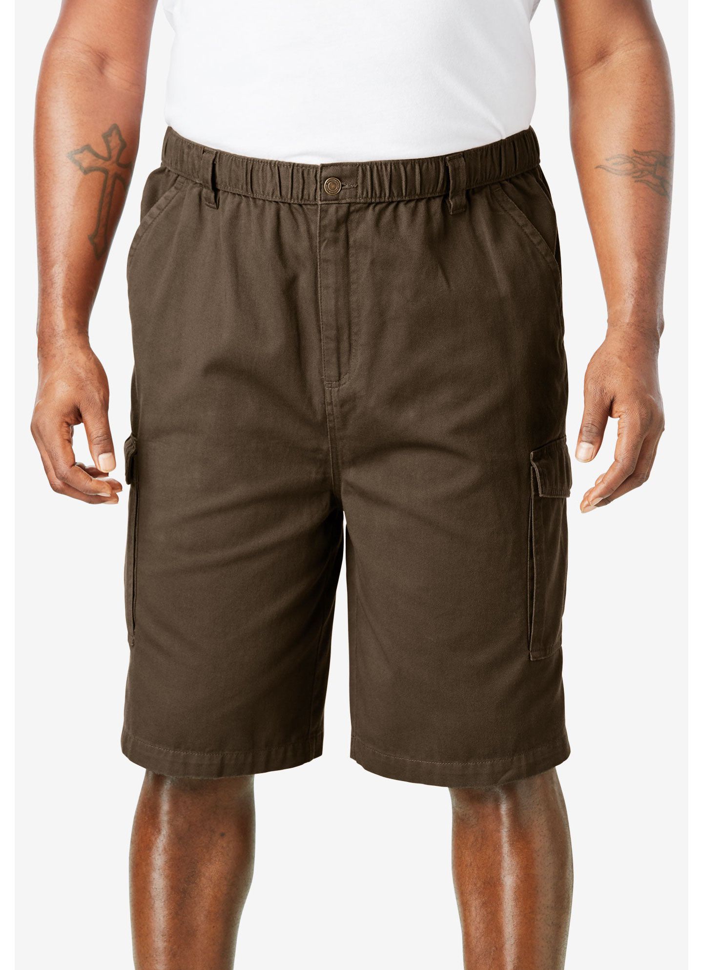 Мужские шорты Boulder Creek by KingSize Renegade 9" Full Elastic Waist Cargo, цвет: Коричневый — фото 2