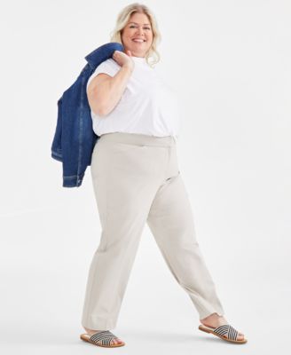 Plus Size Curvy-Fit Straight-Leg Pants, Exclusively at Macy's