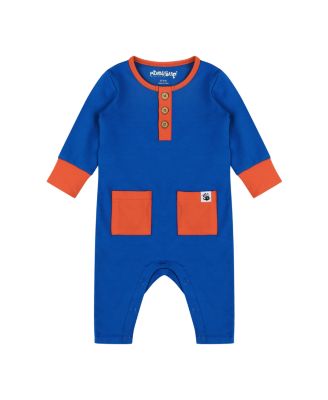 Mixed Up Clothing Infant Long Sleeve Button Front Romper - Blue
