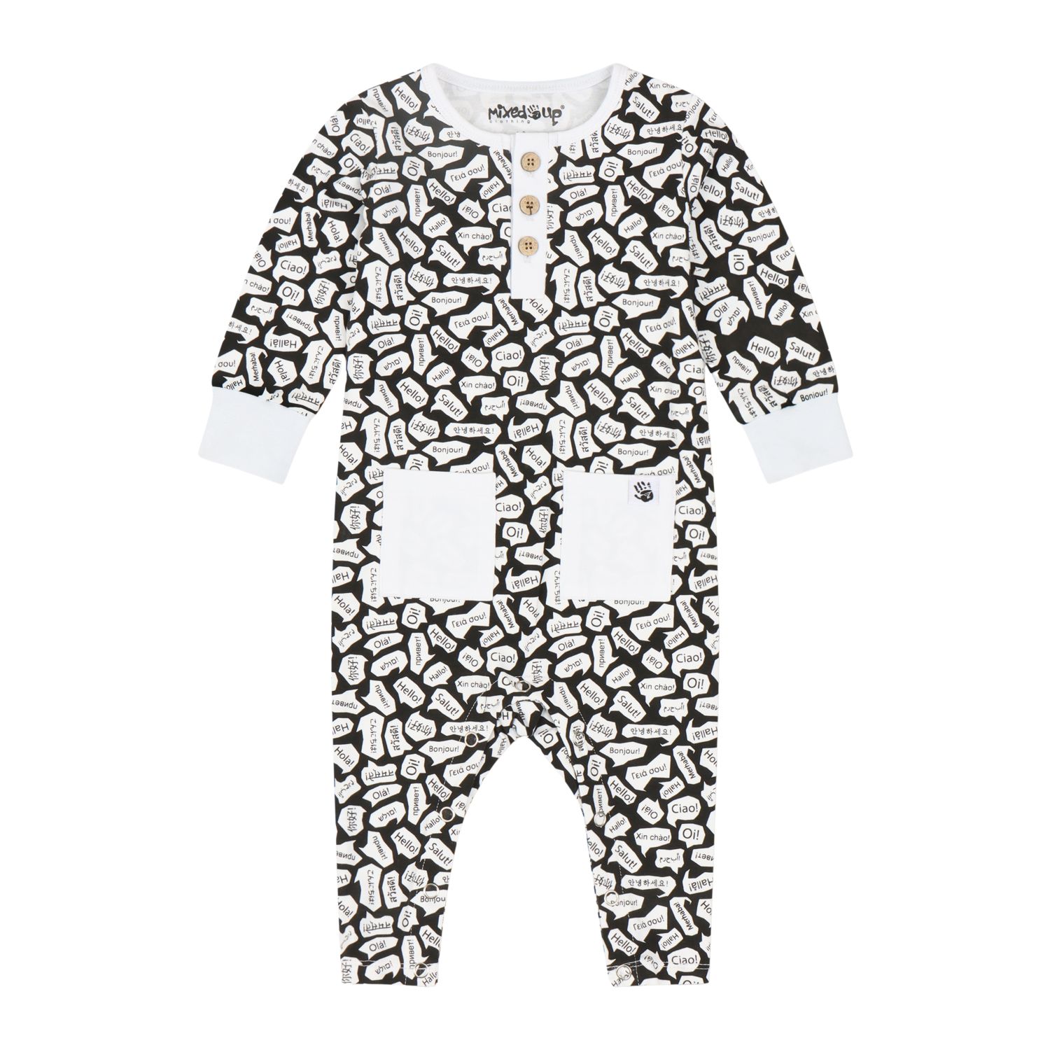 Infant Long Sleeve Button Front Romper