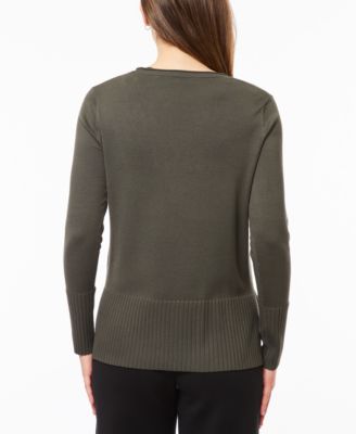 Women's V-Neck Wide-Hem Wide-Cuff Sweater