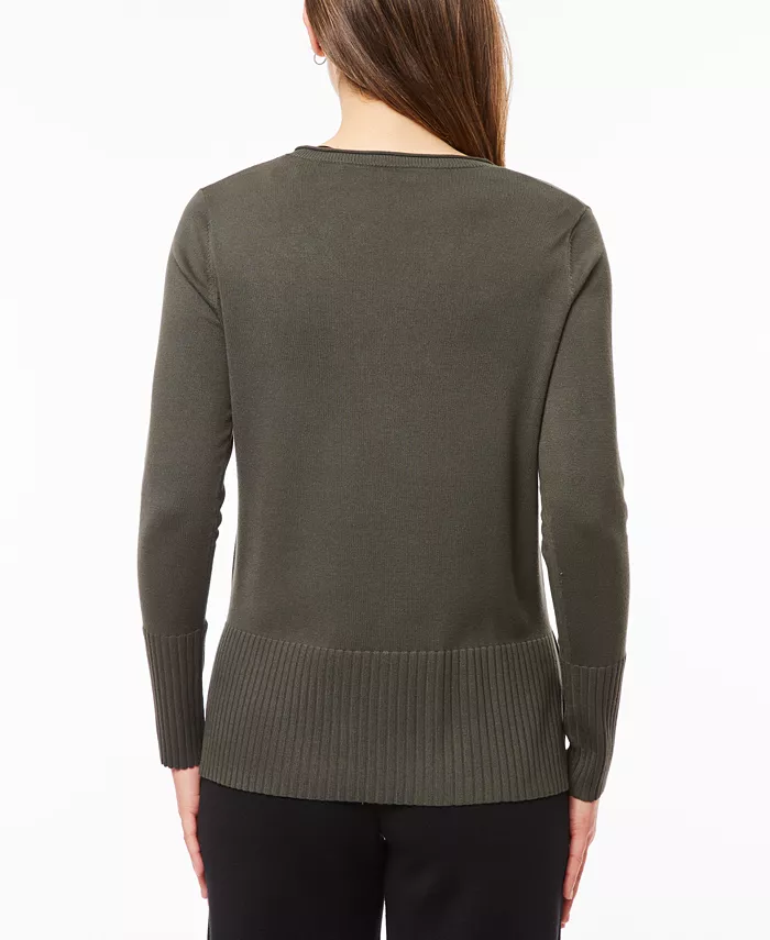 Women's V-Neck Wide-Hem Wide-Cuff Sweater - thumbnail 10