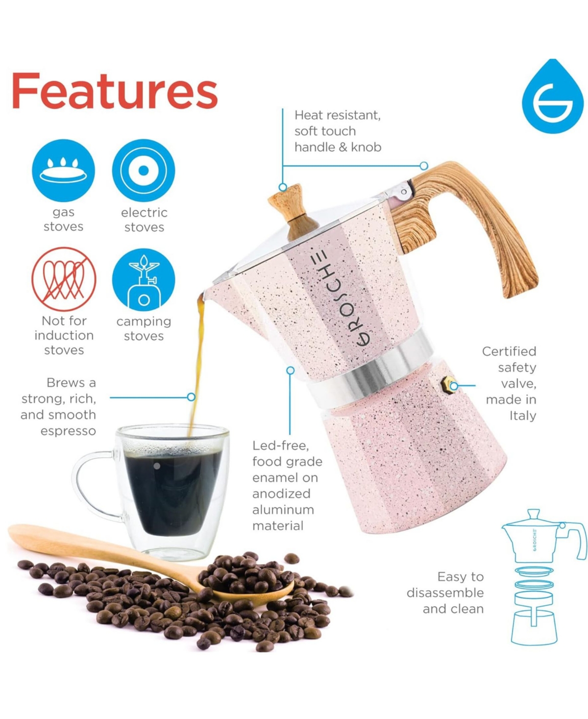 Shop Grosche Grind Brew Duo: Milano Stone Moka Pot Bremen Burr Grinder In Blush Pink