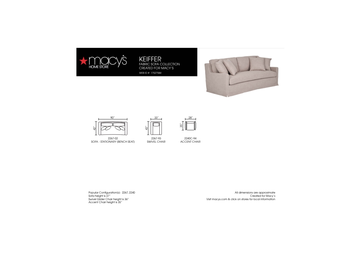 Macy's Keiffer 28" Accent Chair, Created For  In Peyton Pearl