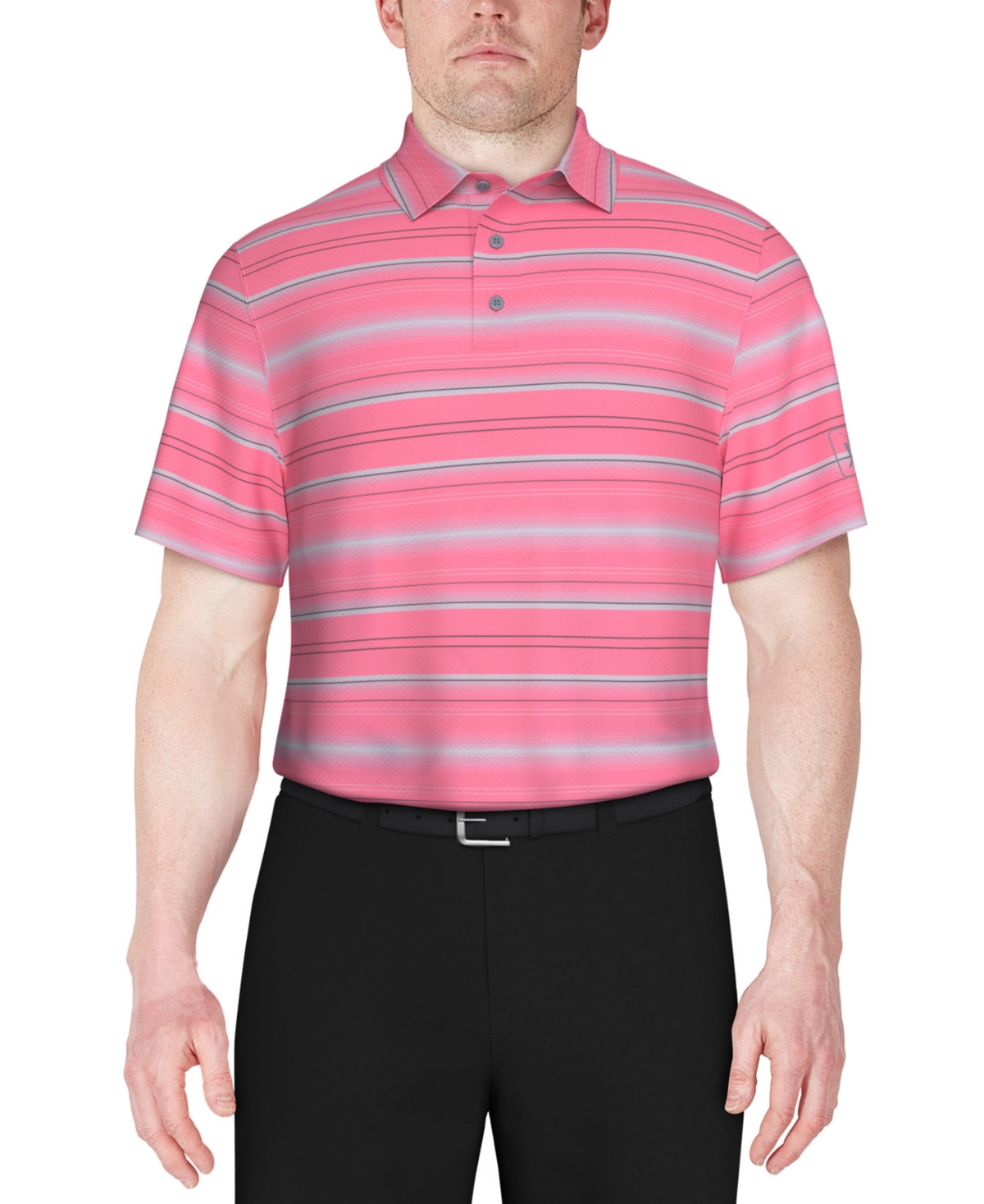 Men's Stretch-Performance Stripe Polo Shirt - Sachet Pink