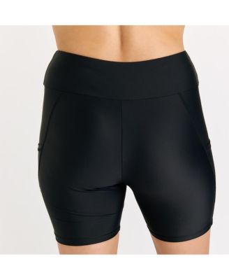 Plus Size Mid-Thigh Swim Shorts With Pockets