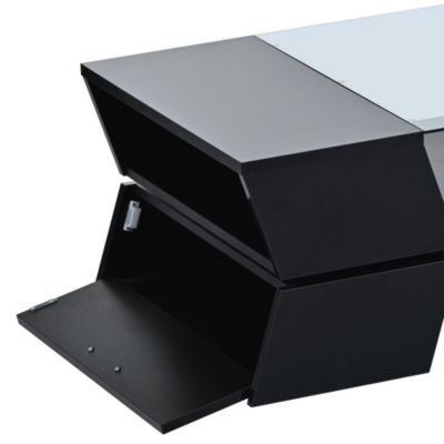 Geometric Glass Coffee Table with Storage