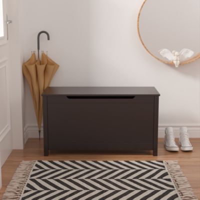 Streamdale Wooden Toy Storage Box with Safety Lid (Dark Brown)