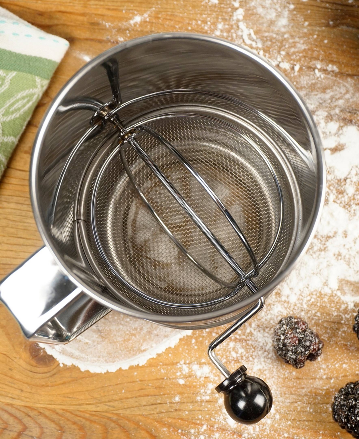 Rsvp International Endurance 3 Cup Crank Style Flour Sifter In Gray