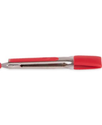 Endurance 18/8 Stainless Steel 10.75" Red Square Silicone Tip Tongs