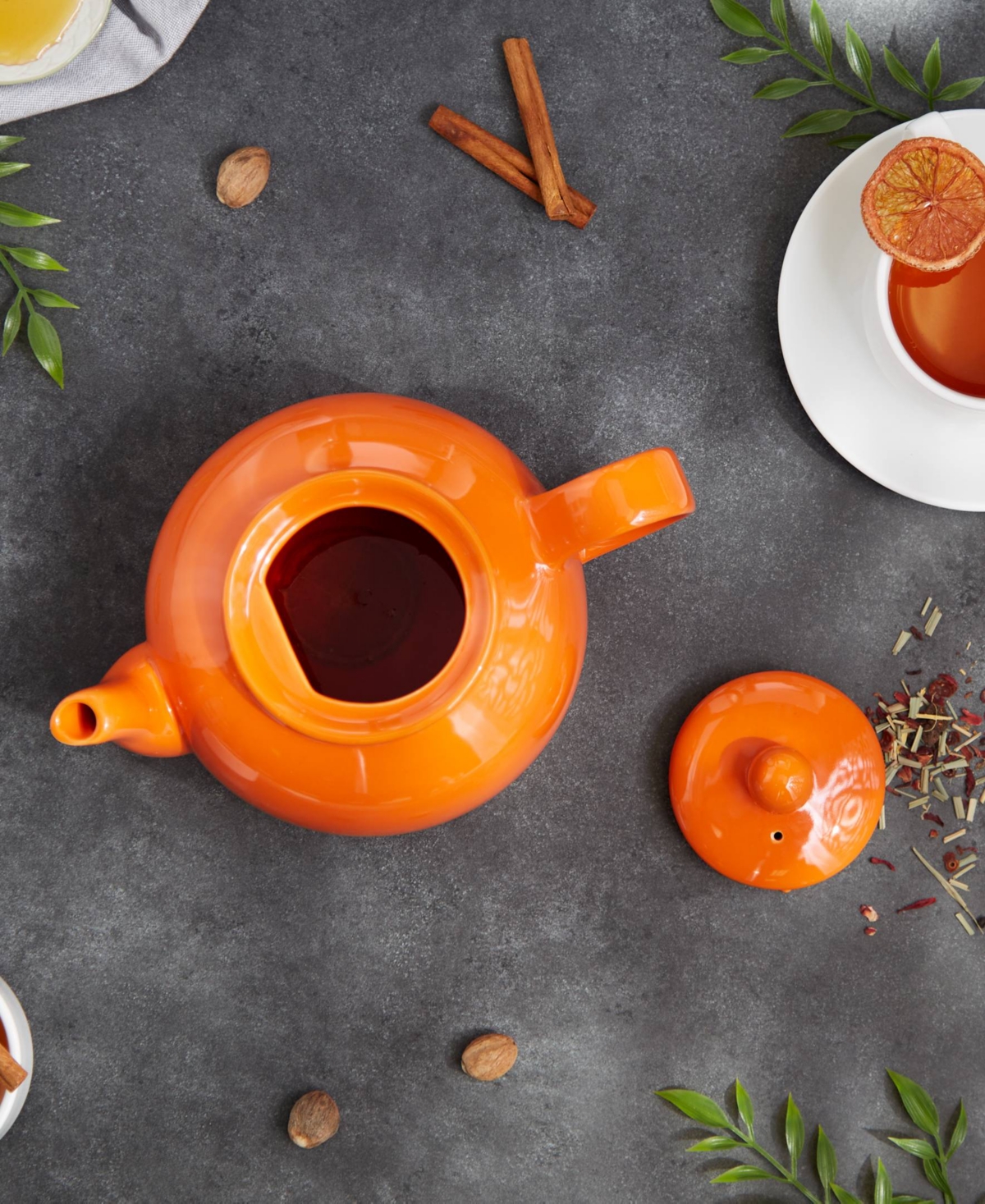 Shop Rsvp International Stoneware 42 Ounce Teapot In Orange