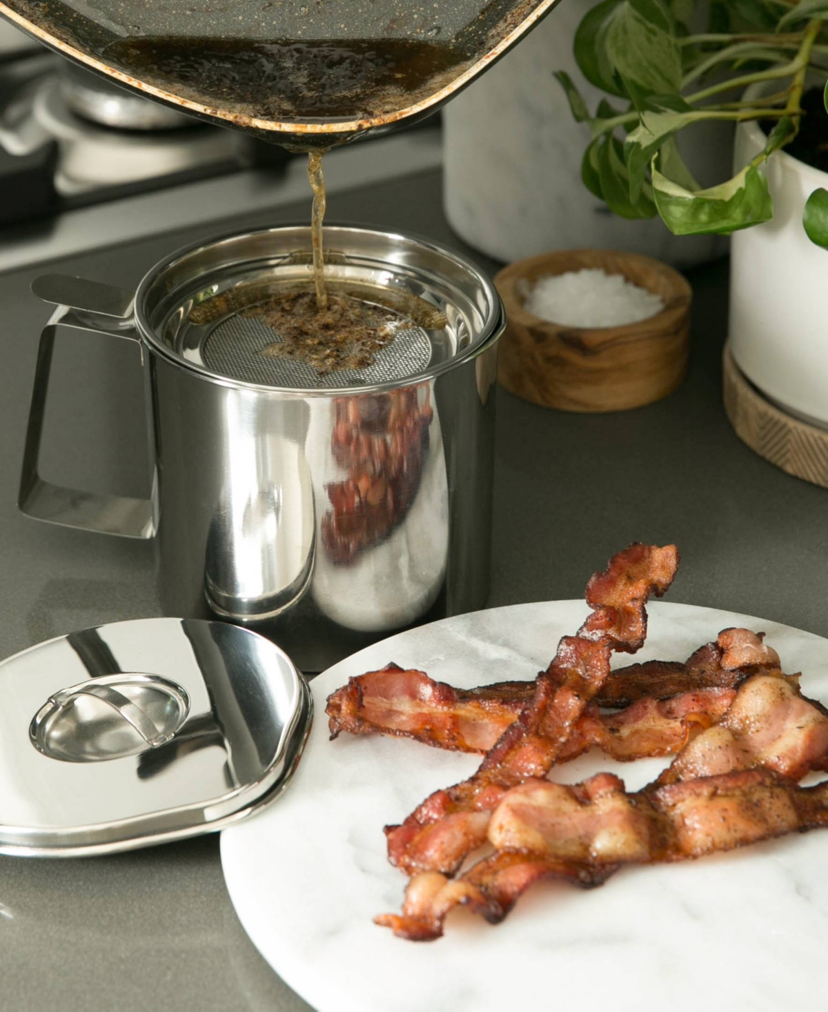 Shop Rsvp International Stainless Steel Endurance Medium 4 Cup Fryer's Friend Grease Keeper In Gray