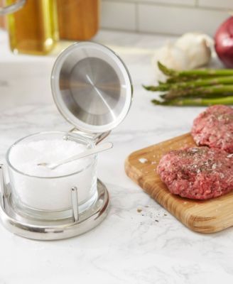 Endurance Stainless Steel 6x4x3" Salt Server and Spoon Set