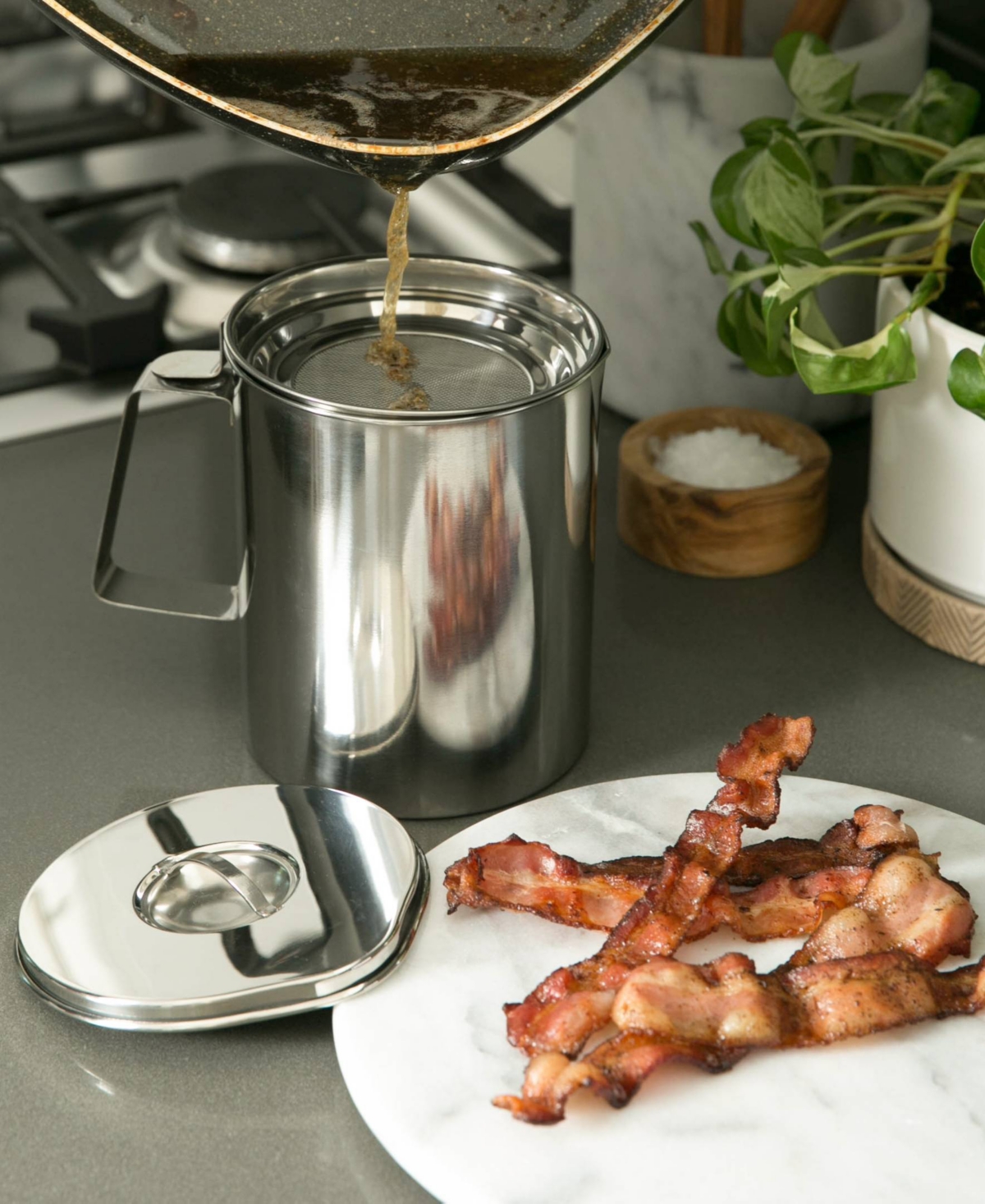 Shop Rsvp International Stainless Steel Endurance Medium 6 Cup Fryer's Friend Grease Keeper In Gray