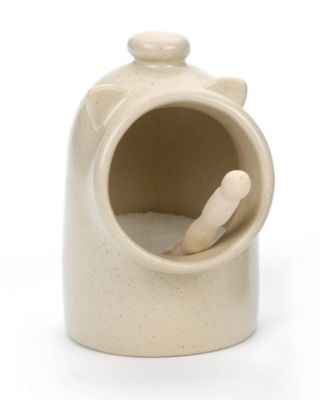 Stoneware 2 Piece 6 Ounce Matte Oat Salt Pig and Spoon Set