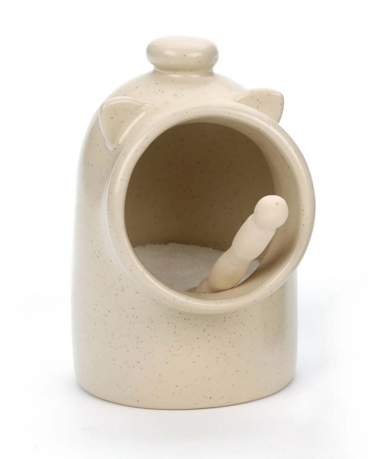 Rsvp International Stoneware 2 Piece 6 Ounce Matte Oat Salt Pig And Spoon Set In Beige