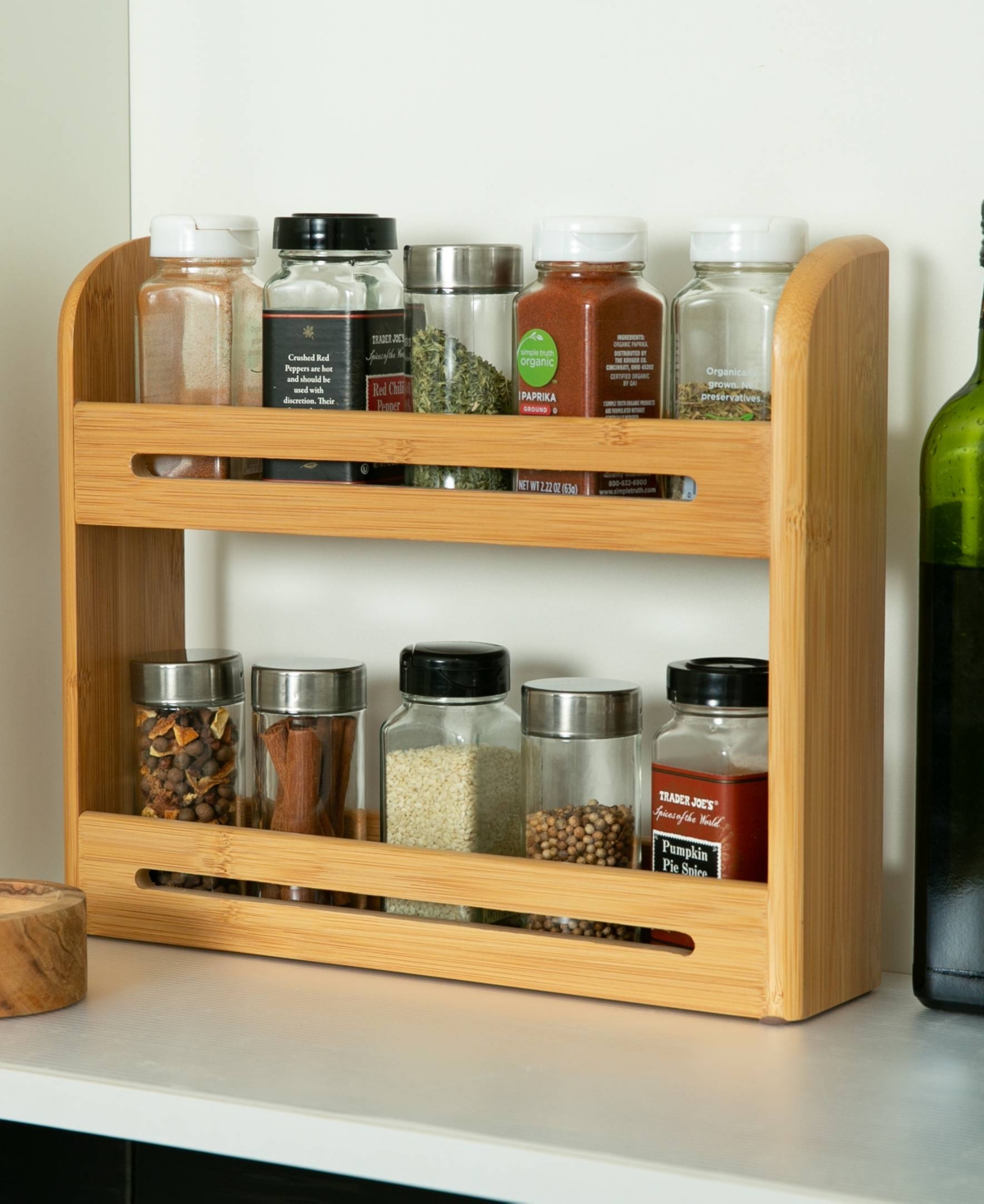 Rsvp International Wood 12" X 2.75" X 10.25" Spice Rack Jars Not Included In Brown