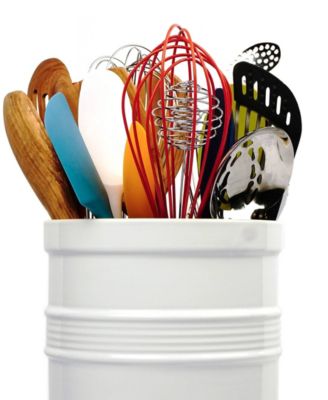 Stoneware 7.5" D x 7" H White Oversized Tool Crock