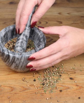Gray Marble Mortar Pestle Set