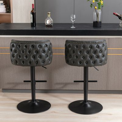 Set of 2 Modern Adjustable Swivel Bar Stools