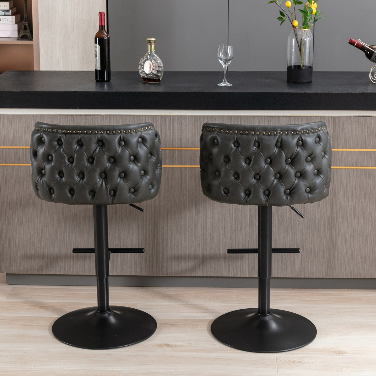 Streamdale Set of 2 Modern Adjustable Swivel Bar Stools