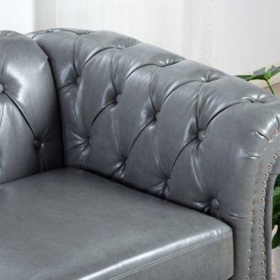 84.65" Rolled Arm Chesterfield 3-Seater Sofa