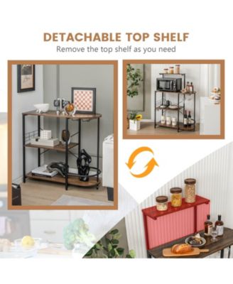 4-Tier Kitchen Bakers Rack with 6 S-Hooks and Stemware Racks