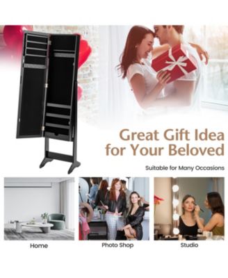 Mirrored Standing Jewelry Cabinet Storage Box